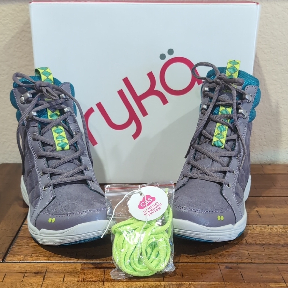 NIB Ryka Aurora Womens Boots High Top Sneakers Shoes Gray Teal Green Size 7 M